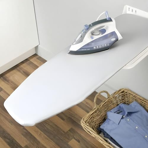Bügelbrett Klappbar ZAXER Bügeltisch-weiß | Bügel-Klapptisch in gehärtetem Stahl weiß | Wand-Bügelbrett für Wandmontage | 1 Stück mit Schrauben