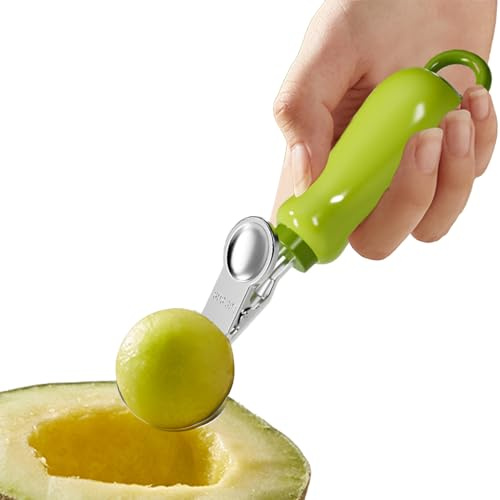 Ice Cream Scoops, Reboundable Cookie Scoopers for Baking and Dessert Preparation, Hangable Stainless Steel Ice Cream Dispenser Kitchen Gadget for Home, Restaurant, and Family Gatherings