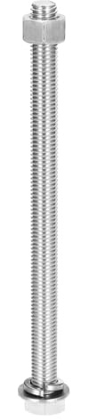 sourcing map M12 x 180 mm, 304 Edelstahl, Sechskantschrauben, Muttern, Flach- und Sicherungsscheiben, Sortimentsset, Vollgewinde, helle Oberfläche für Zuhause, Elektronik, Maschine, 1 Set