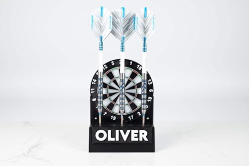 Personalised Dartboard Display Stand, 3D Printed Wall or Desk Mount Dart Holder with Integrated Dart Storage
