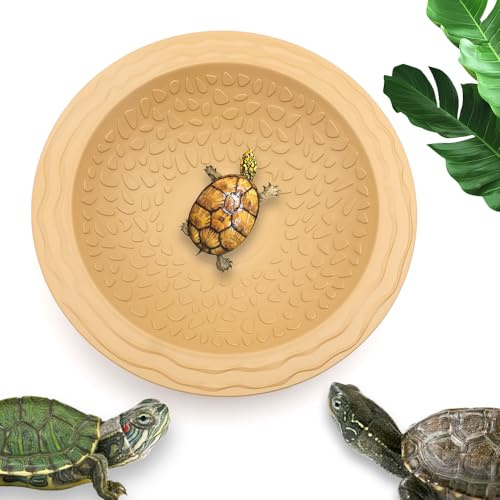 Turtle Bathing Tub Reptile Feeding Bowl Small Amphibian Swimming Pool Round Pet Water Bowl for Turtle Snake Gecko Frog Lizard