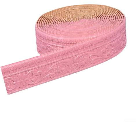 Selbstklebende 3D Flexible Tapete Kantenleiste 10m x 8cm x 5mm Wasserdichte XPE-Schaumstoff-Bordüre für Wände, Decken und Türen (Rosa)