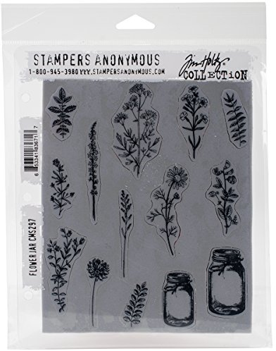 Art Gone Wild AGCMS297 Tim Holtz Flower Jar Cling Rubber Stamp Set, Synthetic Material, Multi-Colour, 24.5 x 18 x 0.6 cm