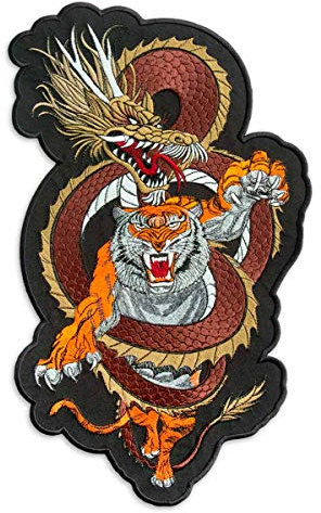 Aufnäher zum Aufbügeln, Motiv: Tiger und Drache, 22 x 38 cm