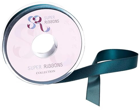 SR Super Ribbons®™ Doppelseitiges Satinband, 3 mm, 6 mm, 10 mm, 15 mm, 25 mm und 38 mm, 20/50 m auf Hartplastikrollen, hochwertig, petrol, 6mm x 20m
