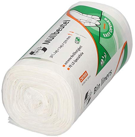 DEISS FIRST PLUS De LDPE, material 1A, 30 L, blanco, 50 unidades/rollo 36002