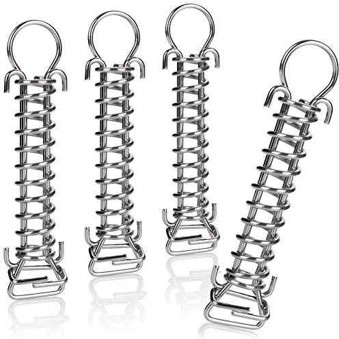 COM-FOUR® 4x Spannfeder aus Edelstahl mit Doppelhaken, Sprungfeder für Zelt, Markise, Boot, Wohnwagen - Befestigungs-Zubehör - Zugfeder Sonnensegel, Stahlfeder (4 Stück Edelstahl Spannfeder - 19 cm)