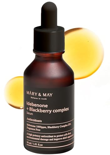 Mary&May Idebenone + Blackberry Antioxidans Serum 30ml – Koreanisches Anti-Falten Gesichtsserum mit 1.000 ppm Idebenon & 20% Beerenkomplex – Sanfte Antioxidans-Pflege, parfümfrei, vegan, K-Beauty