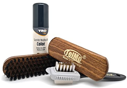 TelMo (Schwarz) Schuhpflegeset für Rauleder, Starterset für Wild-, Velour-, Rau- und Nubukleder