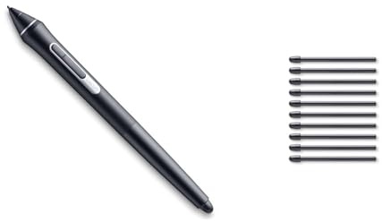 Wacom Pro Pen 2 (Kp504E) - Compatible con Intuos Pro, Cintiq, Cintiq Pro & Mobilestudio Pro + Ack22211 - Kit De 10 Puntas Estándar para Pro Pen 2, Color Negro