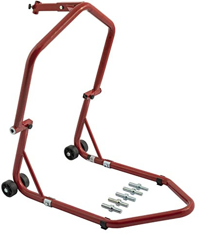 Front Bike Wheel Lift Paddock Stand Red Chock Garage Motorcycle Motorbike