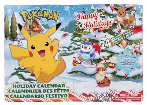 Pokémon PKW2689 Holiday Calendar-Features 16 2-Inch Battle Figures with Special Finish and Eight Unique Accessories, Multi, 43 x 7 x 12 Centimeters