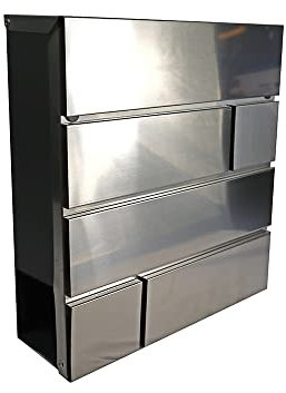 Dortech Modern Wall Mounted Post Box Letter Box for Wall, Lockable Stainless Steel, Waterproof and Weatherproof Wall Mounted Mailbox with Newspaper Holder, Easy Install - 38 x 36 x 10.5cm (Silver)