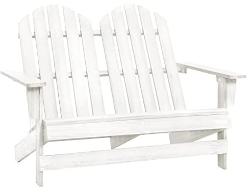 INLIFE 2-Sitzer Adirondack-Gartenbank Massivholz Tanne Weiß