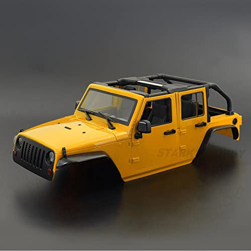 Greendhat 1:10 Maßstab 313mm Radstand Wrangler Rubicon Cabrio Hard Body Kit for 1/10 Rc CrawlerTraxxas. TRX4. Axial SCX10. Rote Katze Gen8. ( Color : Yellow )
