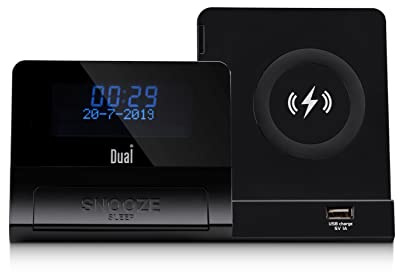 DUAL DAB+/Bluetooth väckarklocka radiostation med induktionsladdning och Bluetooth 5.0-anslutning, svart, kompatibel med smartphone