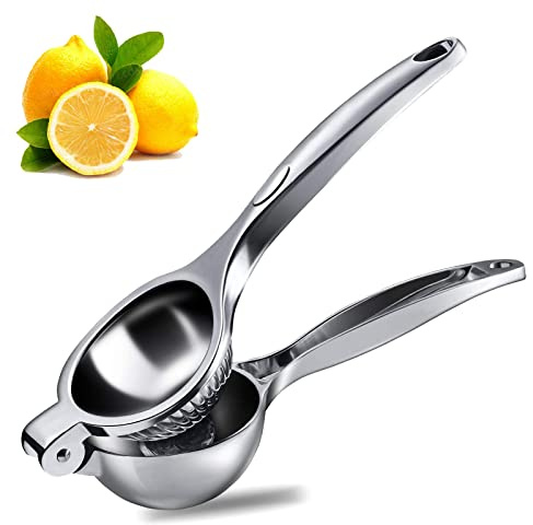 Zitronenpresse Handpresse Manuell,Lebensmittelechter Zinklegierung,BPA-frei | Tragbare Zitruspresse Saftpresse,6cm Durchmesser,Anti-Ätzmittel,für Limetten,Orangen,Kiwi Apfel,Obst,Silber,Spülmaschinenfest