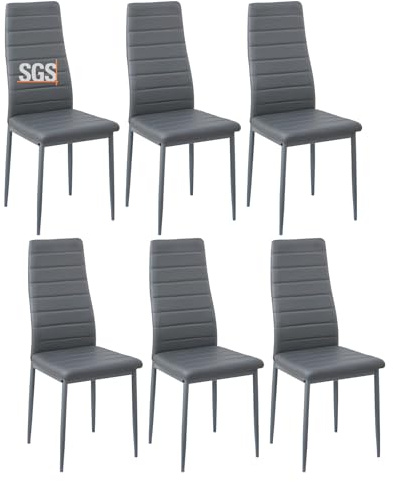 buybyroom Esszimmerstühle 6er Set Metall Küchenstuhl, Esstisch Stuhl Bequemer Polsterstuhl SitzfläChe,Grau
