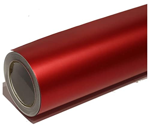 MATT SATIN CHROME CAR VINYL WRAP STICKER VEHICLE AUTO VINYL WRAPPING FILM AIR BUBBLE FREE 50CM x 1.52M (RED)