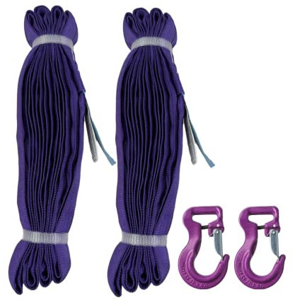 Round Slings Pack of 2 1 to 2.5 m Usable Length with Round Sling Hook 1 Tonne Lifting Sling Crane Loops
