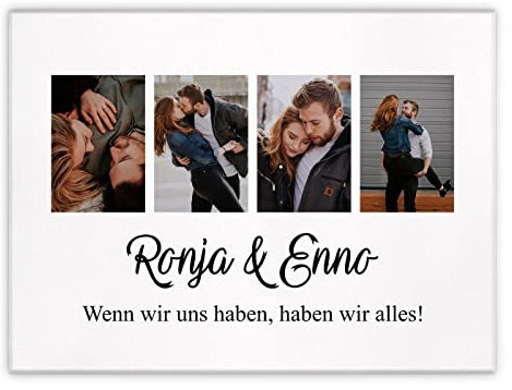 Maverton Leinwandbild mit eigenem Foto - personalisiertes Foto Leinwand mit Holzrahmen - Größe 30x40 oder 50x70 - Fotoleinwand Collage - Fotobild auf Leinwand für Paar - alles - 30 x 40 cm