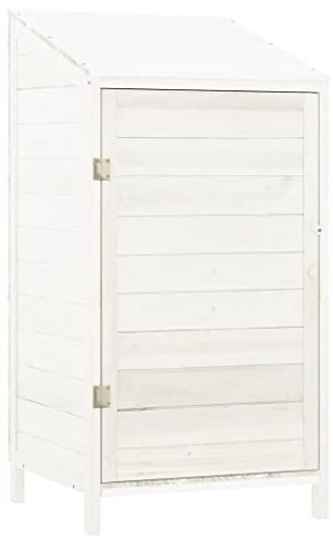 vidaXL Geräteschuppen Gartenhaus Schuppen Gerätehaus Lagerschuppen Satteldach Gartenschrank Pultdach Garten Weiß 55x52x112cm Massivholz Tanne