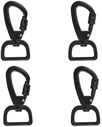 UFURMATE Schwenkclip, 4Pcs Zinklegierung Leine Swivel Snap Hooks Verriegelung Hund Leine Schnalle Schnellverschluss Schnallen Anti-Rost-Karabiner-Clips für Hund Walking Camping Rucksack (Schwarz)