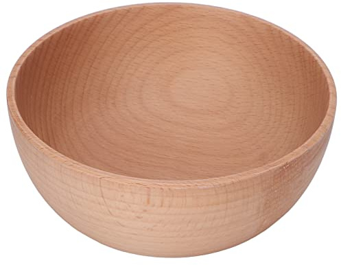 Bol En Bois Rond Simple, Bol de Service En Forme de Bol En Bois de Hêtre Domestique Pour Servir la Salade, la Trempette Aux Fruits, la Sauce, les Collations, les Pâtes De Riz, les Céréales(Small)