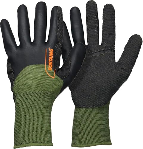 ROSTAING Gants SARMENT - Paire de Gants de Protection pour la Taille et le Tirage des Bois de Vigne - Protection Idéale par Temps Froid et Humide - pour l'Arboriculture - Kaki et Noir