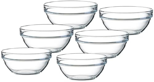 Emilja Empilable Glasschale 12cm Schale stapelbar Schälchen, Schale - Stapelschale - 6 Stück