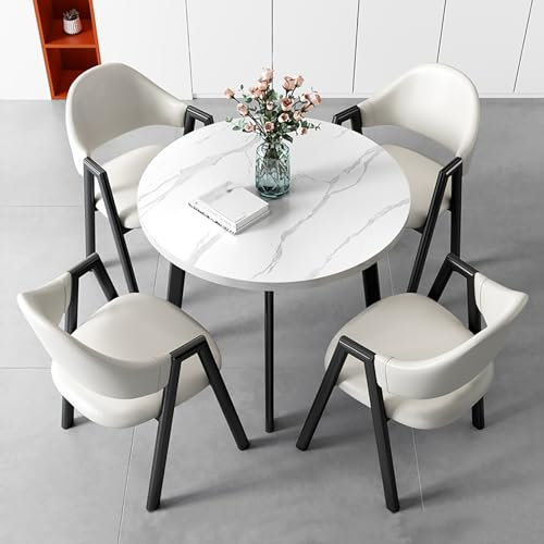 Büro-Empfangsraum-Clubtisch,Esstisch-Set,Runder Esstisch Mit 4 Stühlen Set,Besprechungstisch Mit Stühlen,Rezeption Tisch Und Stuhl Kombination,Verhandlungstisch Meetings 80cm Kleine Runde Tische ( Siz