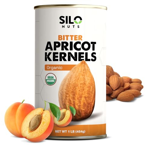 SILO Nuts Organic Bitter Apricot Kernels - 16 oz USDA Certified Organic Bitter Apricot Seeds - Natural & Non-GMO, Premium Quality Kernals, No Sulfur or Additives