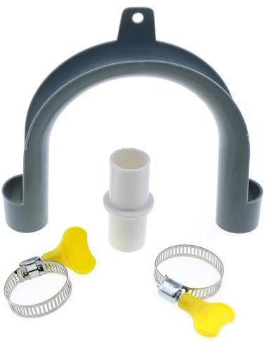 LUORNG Waschmaschinen-Ablaufschlauch-Verlängerungs-Set Flexschlauch beinhaltet 1 U-förmiger Schlauchhalter, 1 Verlängerungsanschluss und 2 Edelstahl-Klemmen