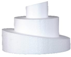 Basi Wonky in polistirolo (3 pezzi separabili). Basi torta Wonky per cake design e decorazioni creative. Misure Ø10xH10,5 Cm, Ø20xH10,5 Cm, Ø30xH10,5 Cm