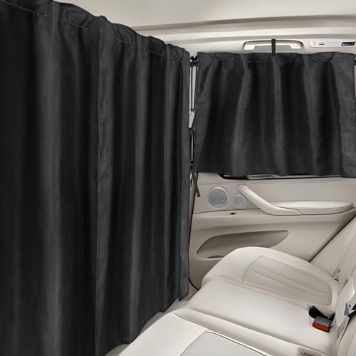 ZATOOTO 147 x 102 cm Auto Vorhang Innen, Sichtschutz Autofenster für Camper | 3 Stück, Mikrofaser-Wildleder, Seilmontage, Magnetverschluss, Abnehmbarer Trennvorhang, Gardinen Blickdicht, Sonnenschutz