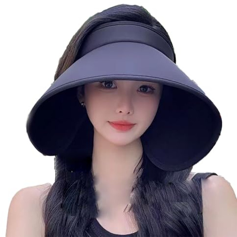 Little ants Chapeau de Soleil Femme,Visiere Casquette Anti UV, Casquette Visière Femmes,Visières de Soleil, Anti-Soleil Beach Visiere pour Voyage Plage Randonnée Camping Noir