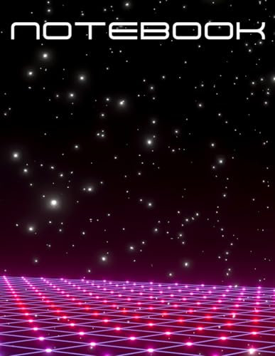 80s Retro Arcade Gaming Galaxy Large Notebook Lined College Compostion Book 100 pages