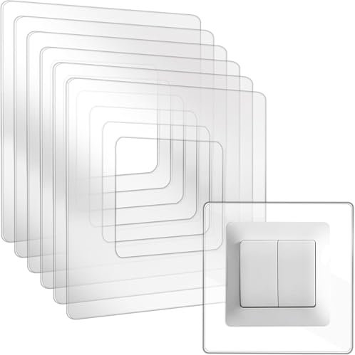 BlueXP Pack of 12 Light Switch Protection for Wall Transparent Wallpaper Protection 1-Way Socket and Light Switch Protective Film for Light Switch Protective Frame Sticker for Any Switch Range