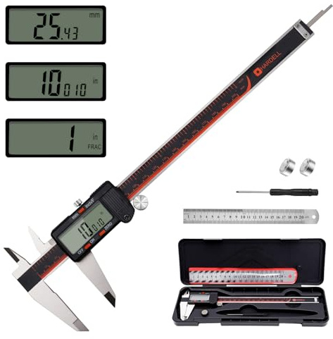 HARDELL 8 Inch Digital Calipers with LCD, Stainless & Auto-Off