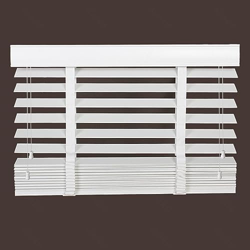 Weiße Holzrollos, 50 mm Lamellen, 120 x 150 cm, Sichtschutz-Verdunkelungsvorhänge für Fenster, Innen- oder Außenmontage, Fensterbehandlungen, Fensterläden, B x H 65 x 175 cm