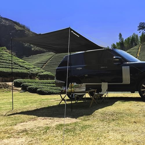 Toldo para Camping, toldos y refugios para portón Trasero y refugios para Parasol e Impermeable, toldo Trasero y Lateral al Aire Libre para Furgoneta, MPV, campistas (10 x 6.5 pies, Negro)