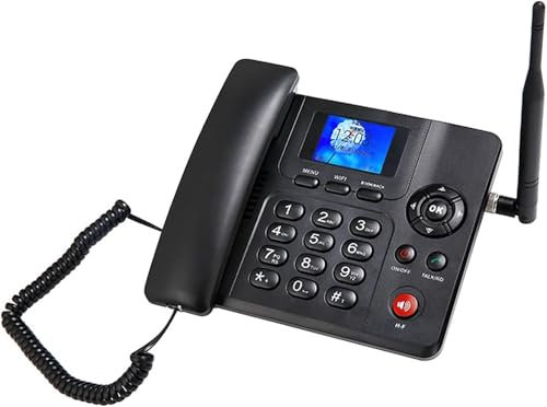 Wireless Desk Phone 4G Dual SIM with WiFi, Bluetooth, FM Radio - Cordless Landline with Hands-Free Functions and SMS Capability