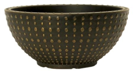 shopior Hobnail Plant Pot Bowl – 7L Large Round Plastic Planter – Weatherproof Decorative Flower Pot for Indoor Outdoor Garden Patio Balcony Herb Plants (Black Bronze Bowl 30cm - Pack 1)