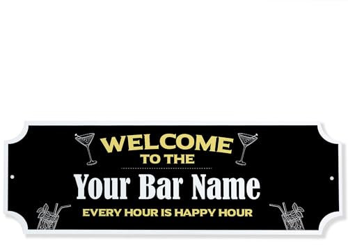 Red Ocean Personalised Bar Welcome Signs Home Bar Gift Accessories For Him or Her- Outdoor Garden Plaques Home Pub Decor Gifts For Birthday Fathers Day