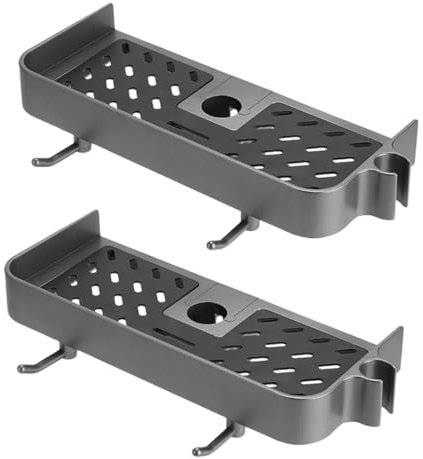 Alipis 2 Pezzi mensola per bagno cremagliera sospeso organizzatore ripiano doccia portasapone cesto doccia porta shampoo Porta della doccia barra doccia plastica Dark Grey