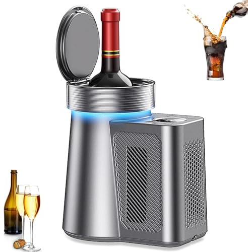 XRSMOU Electric Wine Chiller,Iceless Cooler,750ml Single Bottle Wine Chiller,Rapid Cooling,for Red Wine,White Champagne