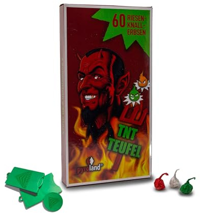 AKTIVHANDEL TNT Teufel Knallerbsen, 180 (9x20'er) Riesen-Knallerbsen, Jahresfeuerwerk für Kinder und Jugendliche, 3 je 60 St. Packungen Knallteufel inkl. Einkaufswagenchip
