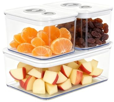 Juego de 3 fiambreras herméticas con tapa de polipropileno apilables y cajas para congelador, diferentes tamaños para frigoríficos y latas para congelar