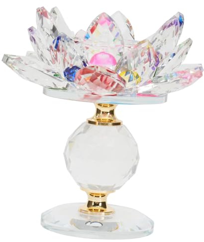 Candelabro de Loto de Cristal Artificial, Delicado, | Decoración para Templo y Mesa, Suministro Budista y Adorno Doméstico, Apariencia Atractiva