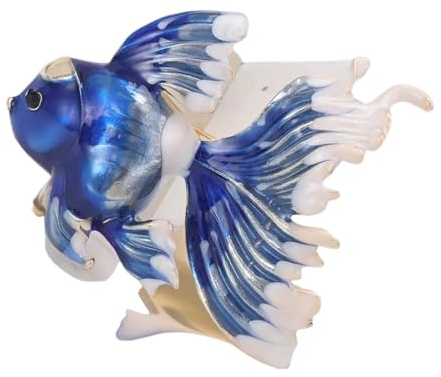 Luxuriöse goldfarbene Fisch-Brosche aus Metalllegierung, emaillierter Anhänger, wandelbare Anstecknadel für Damen, Party-Outfit, Accessoire, eleganter Fischverschluss, eine Größe, Wie beschrieben